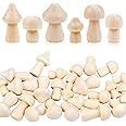 36 Pieces Unfinished Wooden Mushrooms 6 Size Natural Plain Unpainted Wooden Mini Mushroom Figurines for DIY Art Crafts Projects DIY Paint Color Home Desk Bookshelves Ornaments