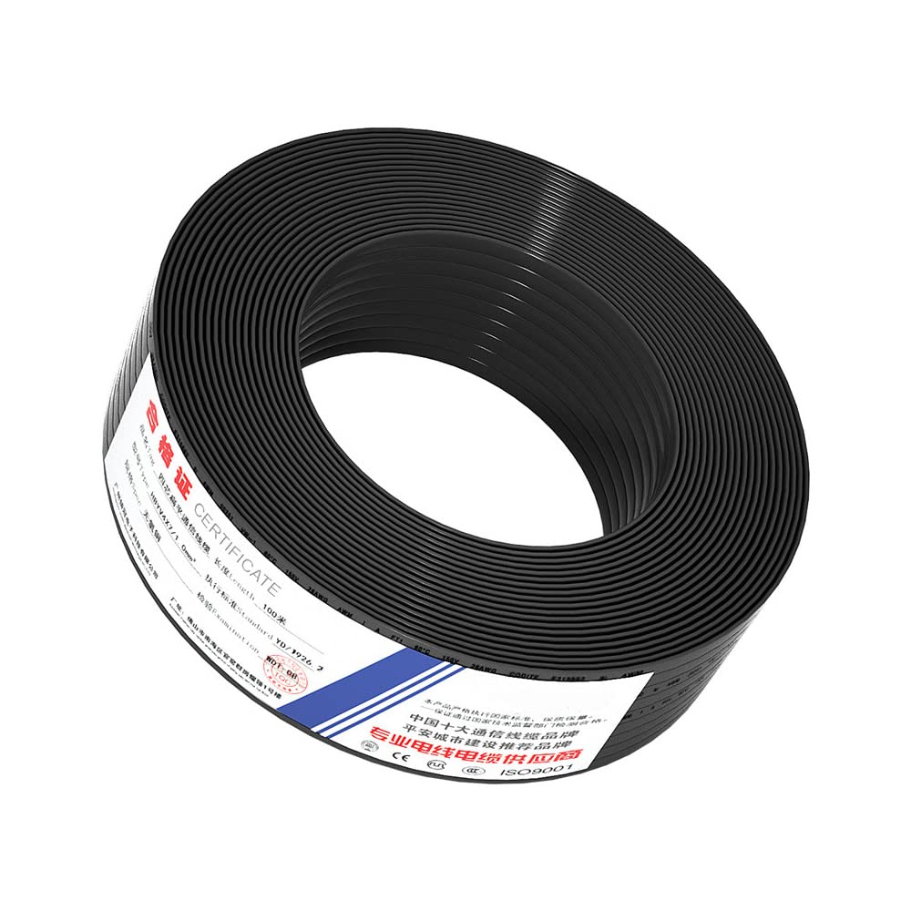 VIVOCH 100M(328ft) Pure Copper Multi-Strand Telephone Line RJ11 Communication 6-Core Indoor Connecting Line Flat Line, Black