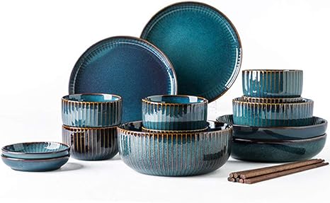 Amazon Co Jp 美濃焼 皿乜少卜ディナー食器セット お皿セット おしゃれ 和食器 レンジでパスタ取り皿 カレー皿 窯変紺 パスタ皿 ネイビー ナチュラルカラー 食器 Service For 6 7 pcs ホーム キッチン