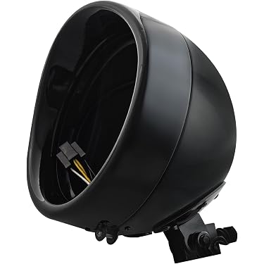 7 inch Motorcycle Headlight LED | Dark Delta | Aluminum Housing | Side Mount | Headlight Cover