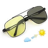 FEISEDY Polarized Aviator Photochromic Sunglasses Men Women for Day and Night Driving Metal Frame B0172