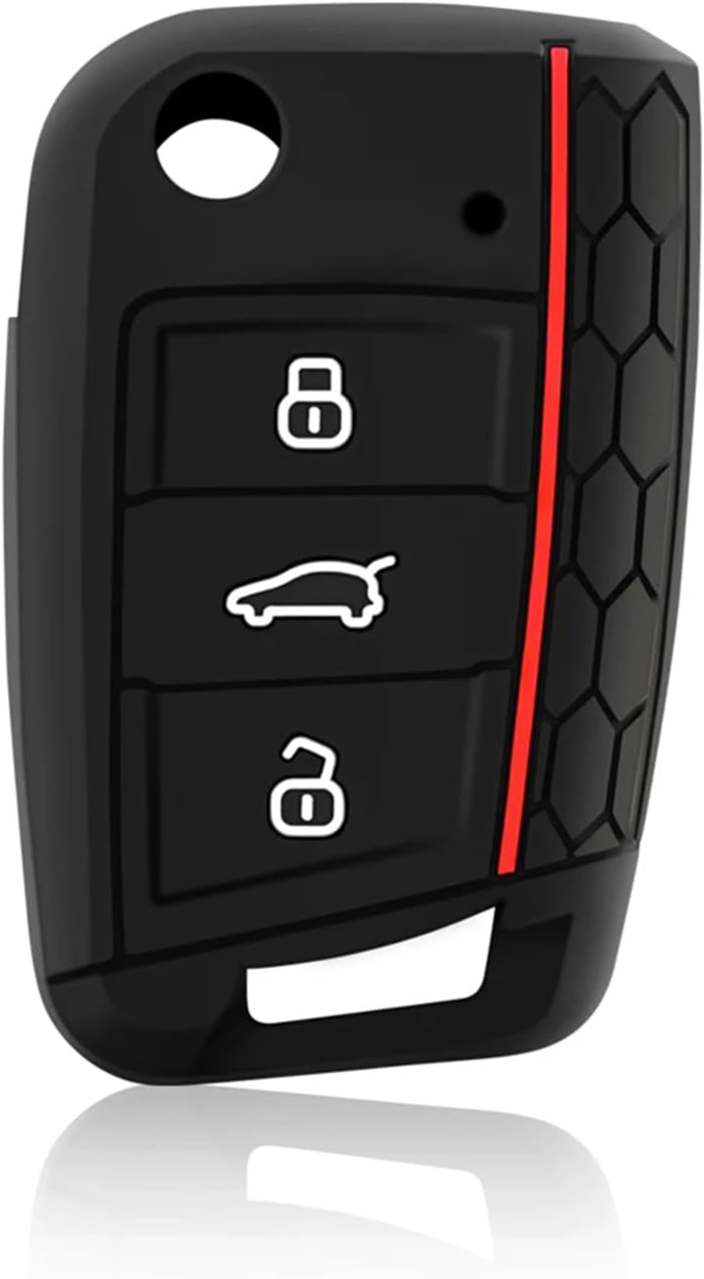 HooRLZ Key Fob Cover TPU Compatible with Vw Golf 7 MK7 GTI Skoda Seat Leon Octavia Polo Seat Ibiza, 3 Button Golf Key Protection Cover, Vw Polo Key Fob Cover Silicone - Black