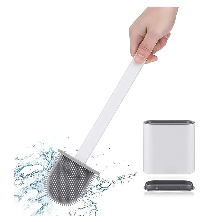 Infinite Silicon Toilet Brush with Slim Holder Flex, Antidrip Set