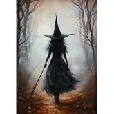 CEOVR Halloween Witch Diamond Art Kits for Adults, Forest Witch Diamond Painting Dots Crystal 5D DIY Full Round Drill Gem Art, Adult Beginner Crafts Kits, Wall Decor for Home Office 12x16in