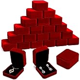 Sureio 24 Pcs Valentine's Day Velvet Jewelry Gift Boxes Bulk for Necklace Pendant Ring Earring Display Case Wedding (Wine Red)