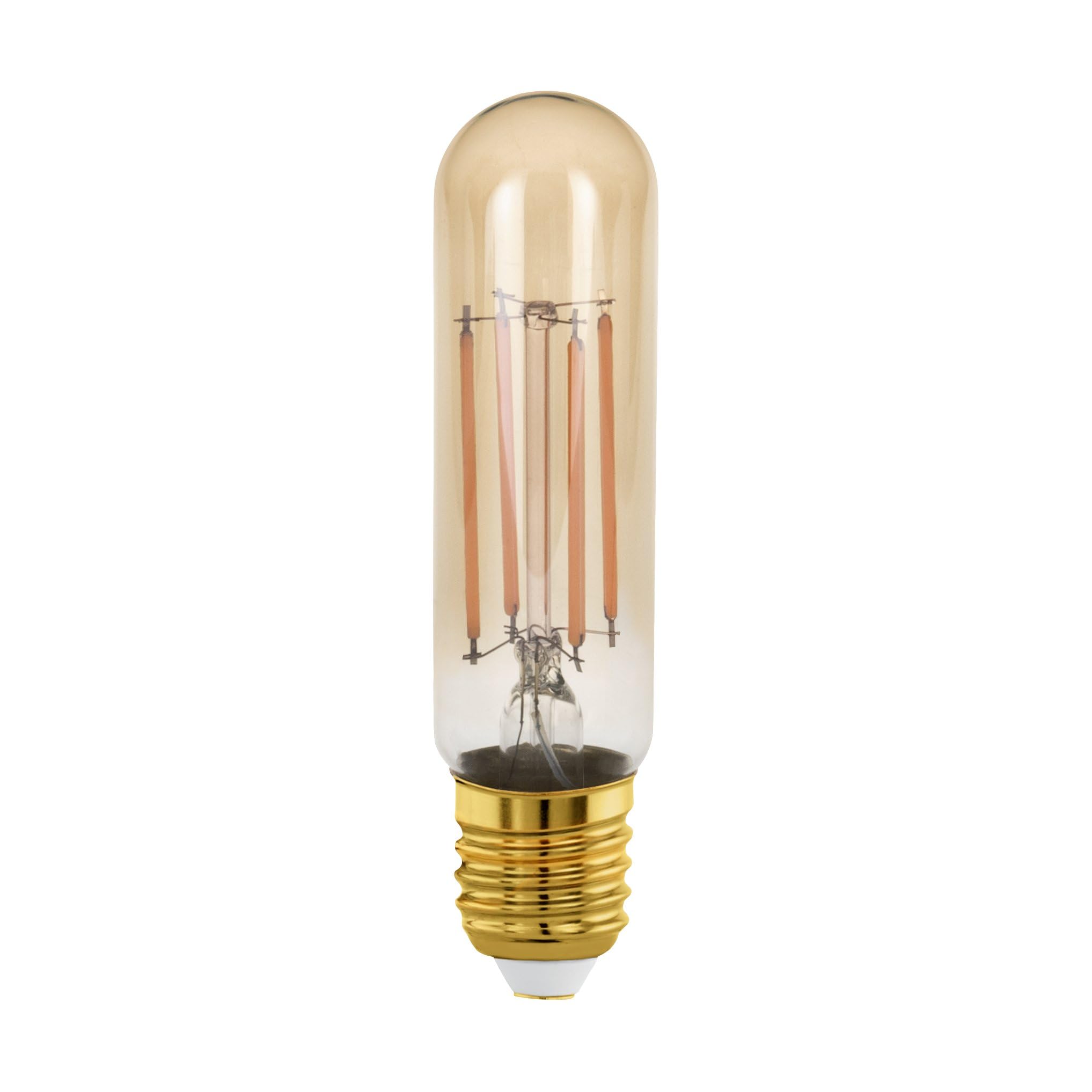 Eglo Dimmable E27 LED Tube, Golden Vintage Filament Light Bulb, Edison lamp for Retro Lighting, 4 watt (Equivalent to 28 watt), 300 Lumen, Warm White, 1700 Kelvin, T32, Ø 1.26"
