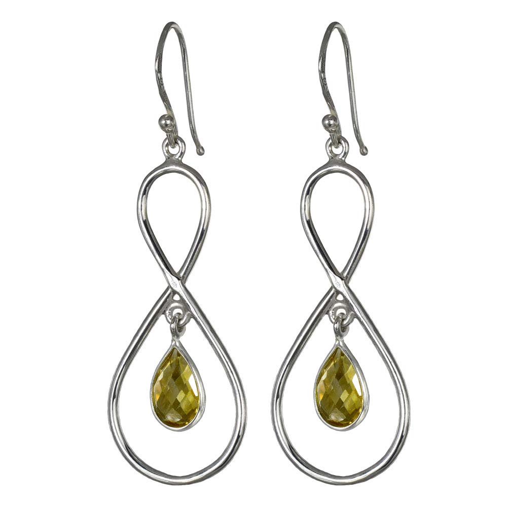 I-be, Citrine Faceted Gemstone Earrings 925 Silver, Total Length 5.8 cm in Gift Box, 391524/8/S