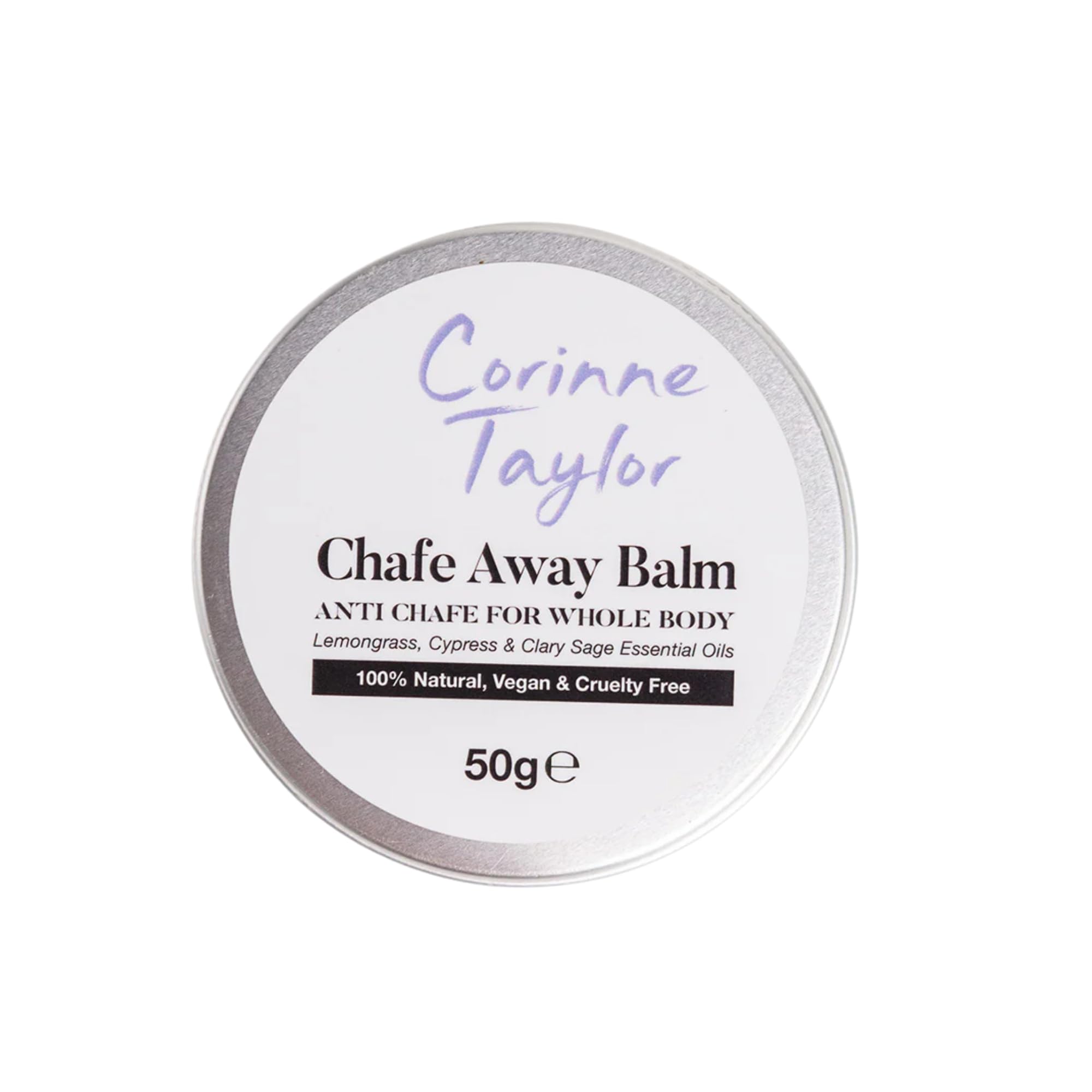 Corinne Taylor | Chafe Away Balm | Anti Chafing and Irritation | Great for Dry, Irritated Sensitive Skin & Area for Whole Body | Hydrating & Nourishing | 100% Natural | Shea & Cocoa Butter | 50g