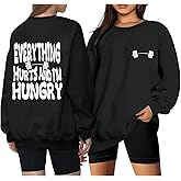 Lytiarul Funny Workout Gym Sweatshirts Women Oversized Weight Lifting Graphic Long Sleeves Shirts Casual Gym Lover Tops