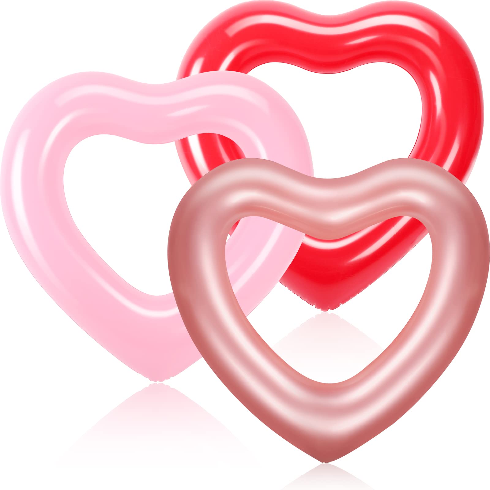Photo 1 of Zhanmai 3 Pcs Inflatable Heart Pool Float 47.3 x 39.4 Inch Swim Heart Shaped Pool Rings for Adults Water Floatie Summer Swimming Tube for Beach Bachelorette Party