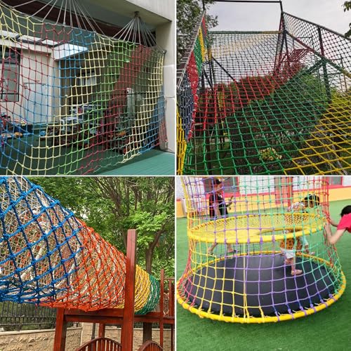 Climbing Net for Children Polyester Rope Ladde Protective Net for Playground, Anti-Fall, Obstacle Course, Swings, Tree House (Size: 152 x 304 cm (5 x 10 ft), Colour: Red/Yellow)