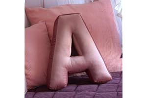 MOMAID Velvet Letter Pillow Soft Initial Throw Cushion Decorative Alphabet Kids Room Nursery Decor Baby Toddler Gift (Dusty Rose, Letter A)1 Count (Pack of 1)