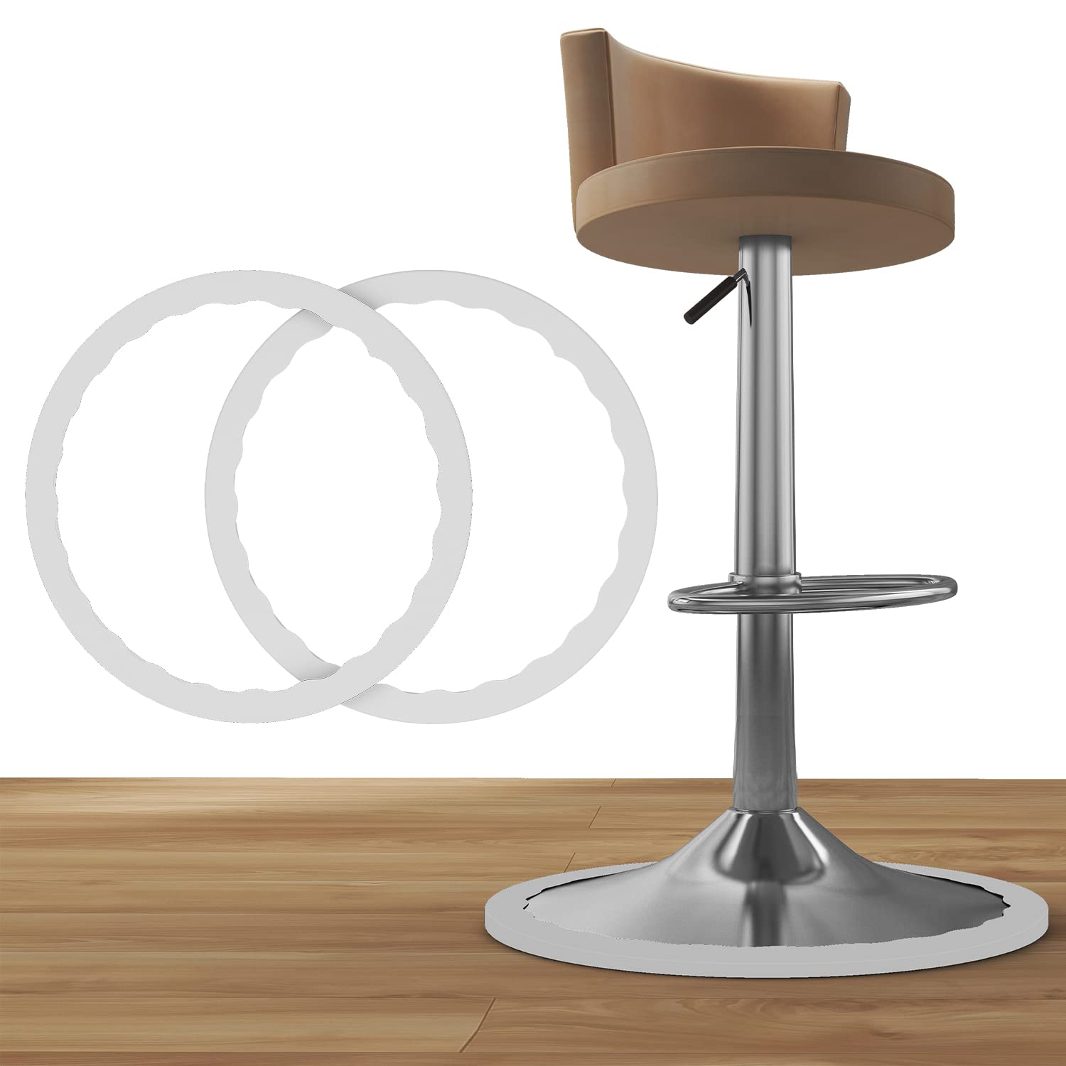 Photo 1 of 2 Pack Bar Stools Leg Protectors Ring, Non Slip Silicone Chair Leg Floor Protector, Pads Bottom Protect Wooden Floor No Scratches No Noise Anti-Slip, Stretchable Fits 16.5" to 18.5" Chair Base, Gray