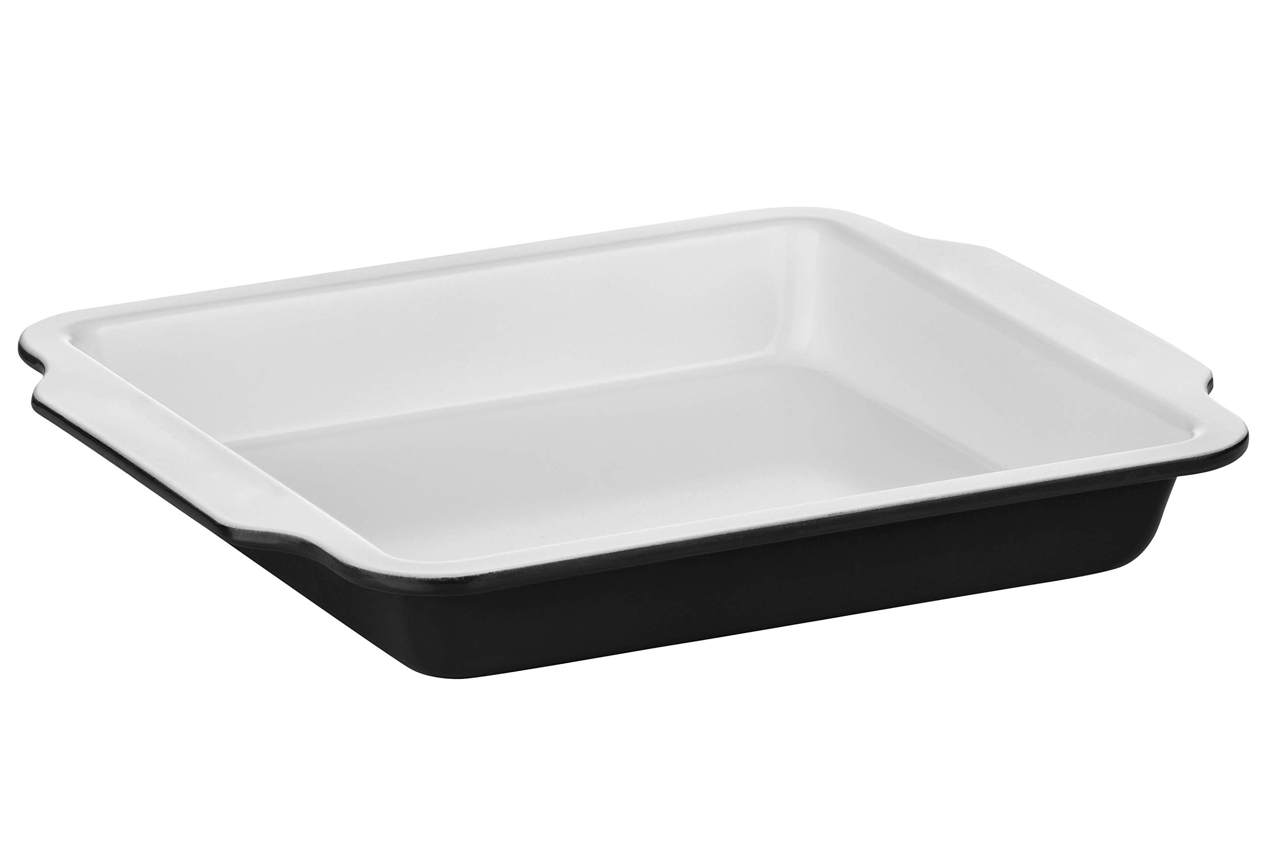Premier Housewares Ecocook Black Casserole Dish with Handles, Carbon Steel, Ceramic Coating, 27x30x4
