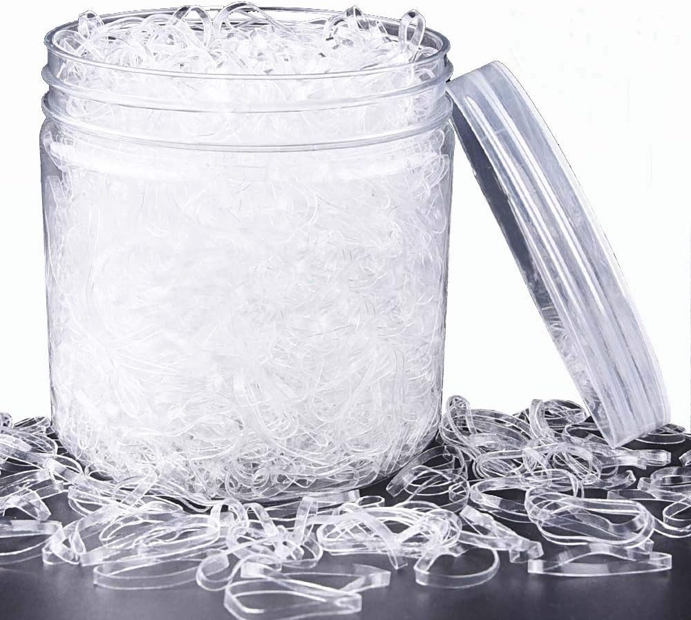 Clear Elastic Hair Bands,2000pcs Mini Hair Rubber Bands with Box, Soft Hair Elastics Ties Bands,elastic hair ties,small hair ties,clear hair elastics,small rubber bands mini rubber bands for hair
