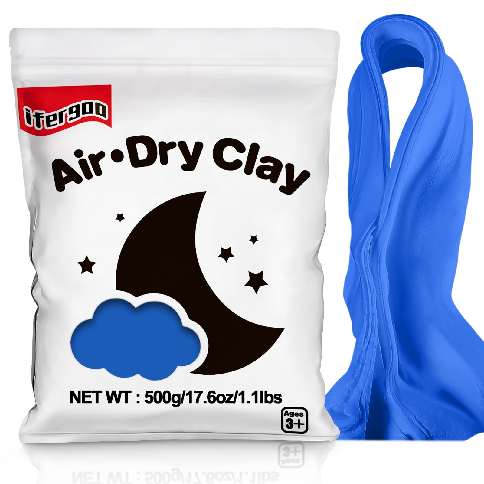 iFergoo Air Dry Clay, Ultra Light Modeling Clay, Magic Clay DIY Creative Modeling Dough, Kids Gifts for Girls Boys-1.1 Lbs/ 500 g (Blue Clay)