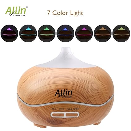 Allin Exporters ABS Plastic 300ml Ultrasonic Essential Oil Aroma Diffuser with 7 Different Colors Changing LED Lights and Cool