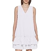 Calvin Klein Womens Sleeveless Dress with Side Pleated Ruffle