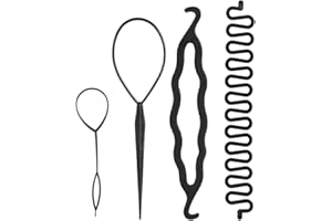 Topsy Tail Hair Tool, Hair Bun Braid Maker Hair Braiding Tool Hair Bun Maker Tail Curler Donut Barrette Loop Kit Hairdressing