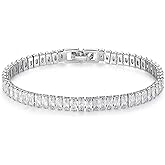 IVY TAILI Tennis Bracelets for Women Trendy 14K White Gold Plated Birthstone Tennis Bracelet Sparkly Cubic Zirconia Bracelet Diamond Bracelet Mothers Day Gifts Birthstone Jewelry for Women