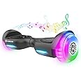 Hoverboard with Music Speaker, 6.5" LED Wheels Lights Self Balancing Scooter, Max 5/6 Miles Range & 6.2mph Powered by Dual 200W/250W Motor, UL2272 Certified, Hover Board Present for Kids