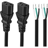 XMSJSIY C13 Pigtail Power Cable Replacement Power Cord Bare Wire IEC320 | C13 Female 3 Pin Extension Open End Wire for Computers, Monitor Scanner - 2PCS - 1M&hellip; (C13)