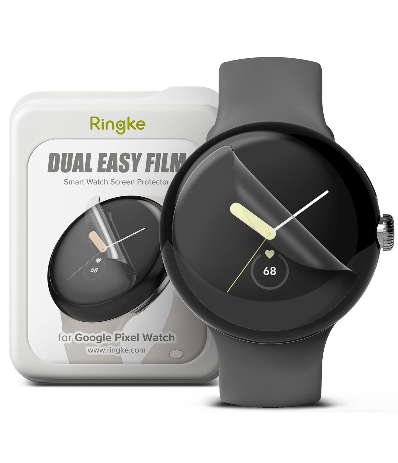 Ringke [3 Pack Dual Easy Film Compatible with Google Pixel Watch 2 (2023) / Pixel Watch (2022), Premium Full Cover Film Easy Application Case Friendly Screen Protector