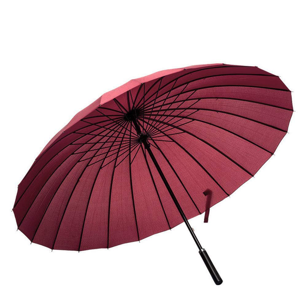 Lancoon 24 Ribs Large Umbrella Fashion Long Handle Straight Anti-UV Sun/Rain Stick Umbrella KS07Red