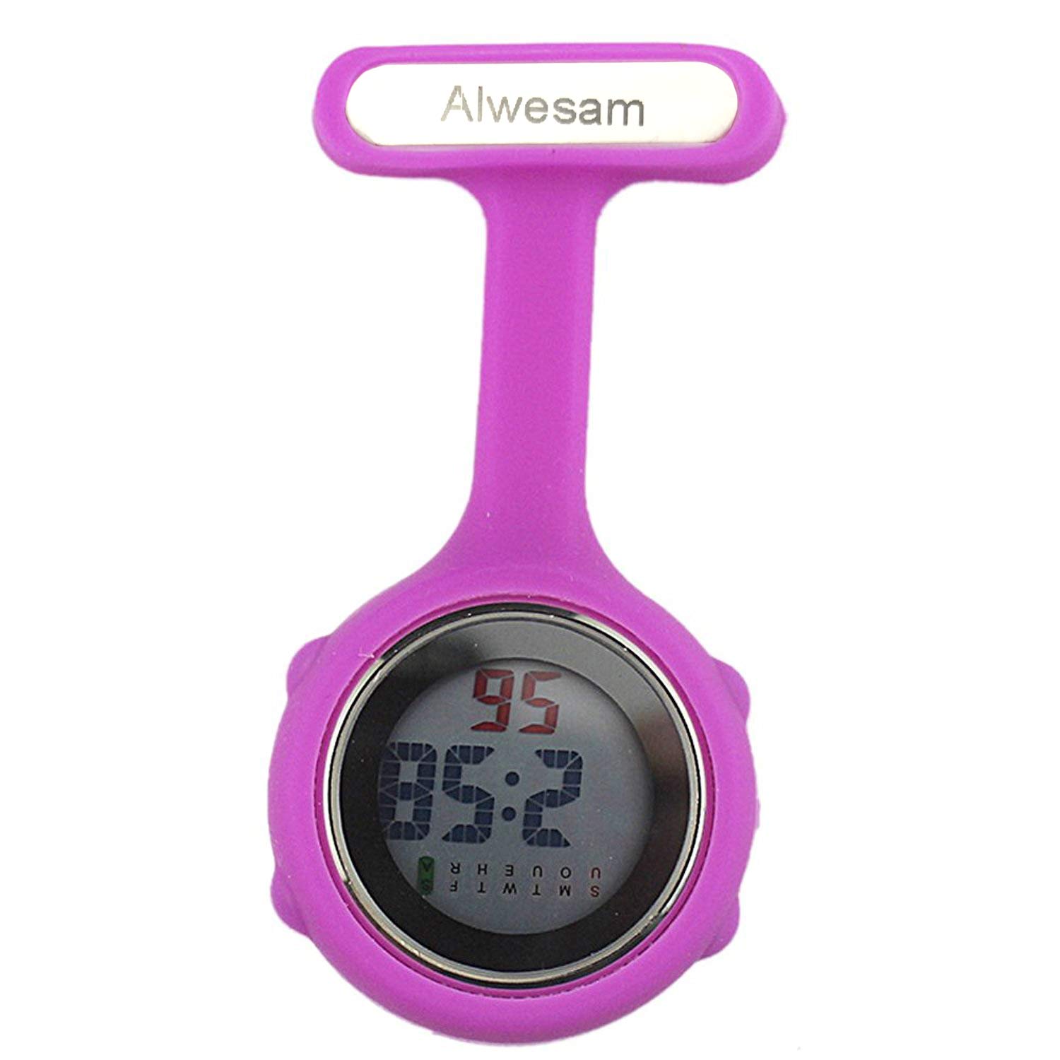 AMONS Pin On Women Digital Nurse Watches, Night Lights StopWatches with Extra Batteries