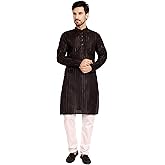 SKAVIJ Men's Tunic Cotton Casual Kurta Pajama Indian Traditional Ethnic Wear Dress Set