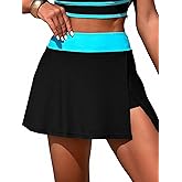 ZRTAK Women's High Waisted Swim Skirt Tummy Control Swimsuit Skirt Bathing Suit Bottoms for Women Tankini Swim Skort