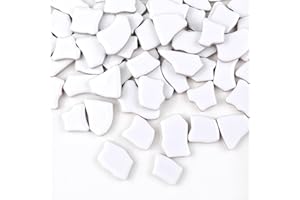 BTMIEY 0.78"-1.57" Irregular Ceramics Mosaic Tiles,1.1LB Mosaic Pieces Stones for Home Decoration DIY Craft Plates Flowerpots Vases Cups Mosaic Making Supplies (White)