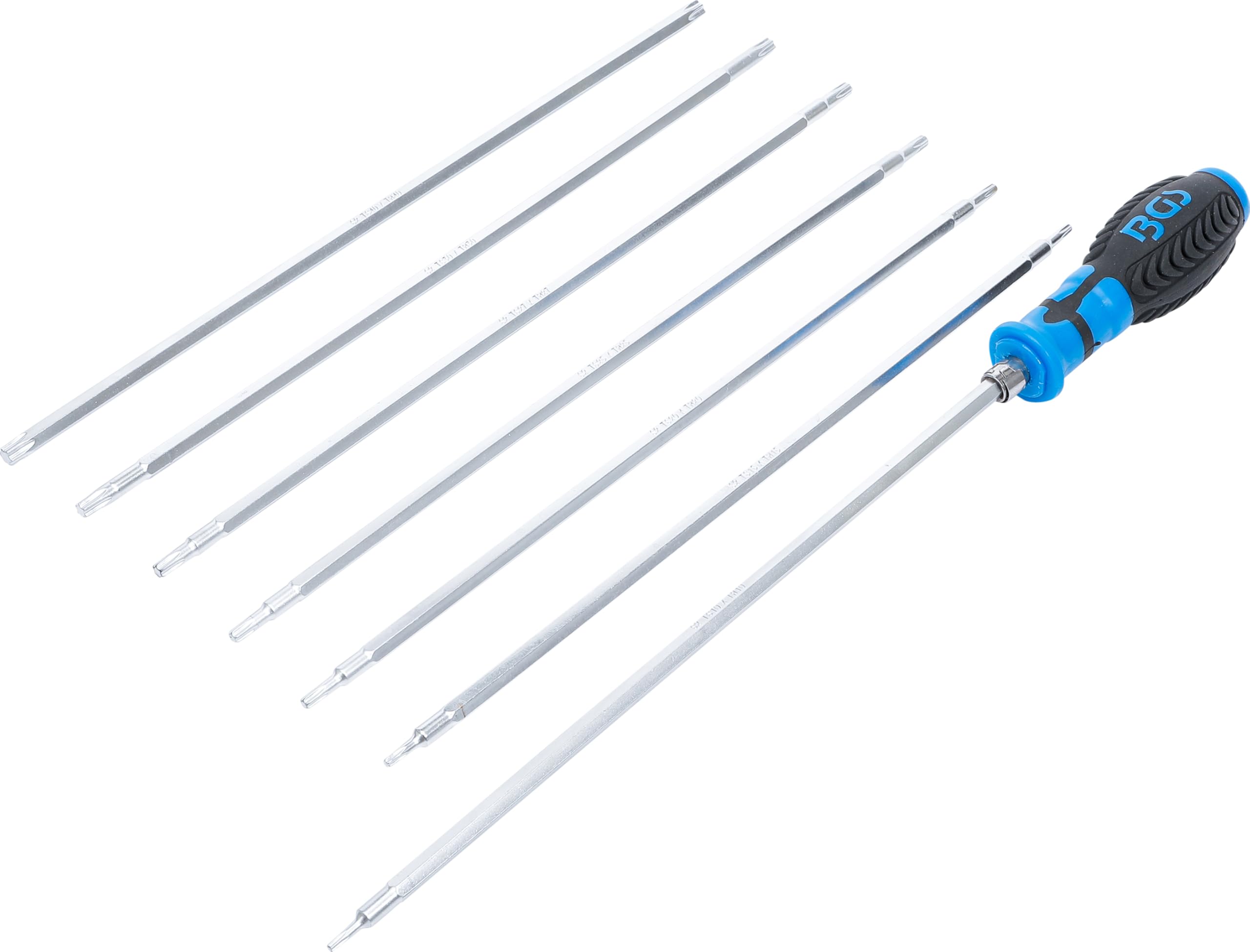 BGS 2326 | Screwdriver Set with interchangeable Blades | T-Star (for Torx) / T-Star tamperproof (for Torx) | 8 pcs.