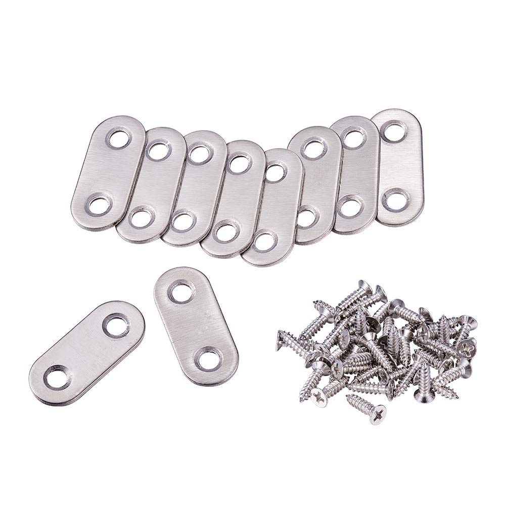 Merriway BH06670 (10 Pcs) Repair Plates Stainless Steel 46 x 15 x 2 mm - Pack of 10 Pieces