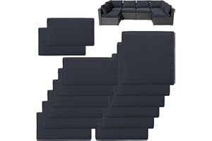 VIXLON 14Pcs Patio Cushion Covers Replacement Splashproof UV-Resistant Inelastic Covers with Zippers, Max Compatible 25.6x25.6x4inch Patio Cushion, for 7 Pcs Outdoor Patio Furniture Sets