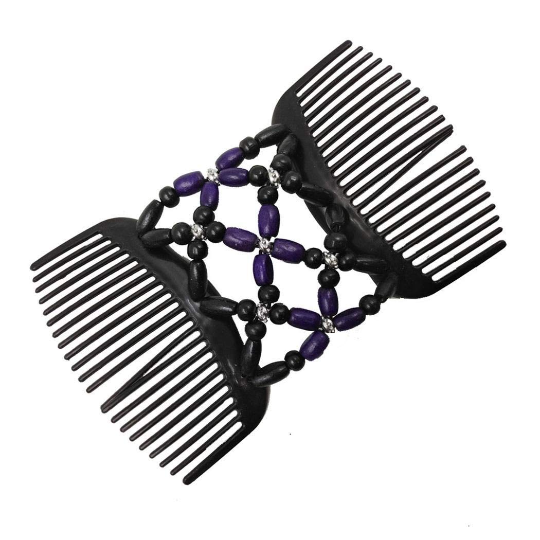 piokikio Women Fashion Beads Hair Comb Clip Elasticity Hairpin Thick Hair Clip Combs Hair Accessories Blue