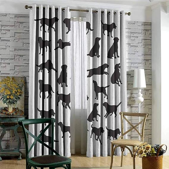 BottleTip Labrador 99 % Cortinas opacas negras Siluetas de mascotas en