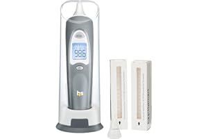HealthSmart Digital Ear Thermometer for Babies, Kids and Adults - Instant and Accurate Results, Infrared Technology, Visual Fever Indicator, and 30 Disposable Lens Covers, FSA & HSA Eligible