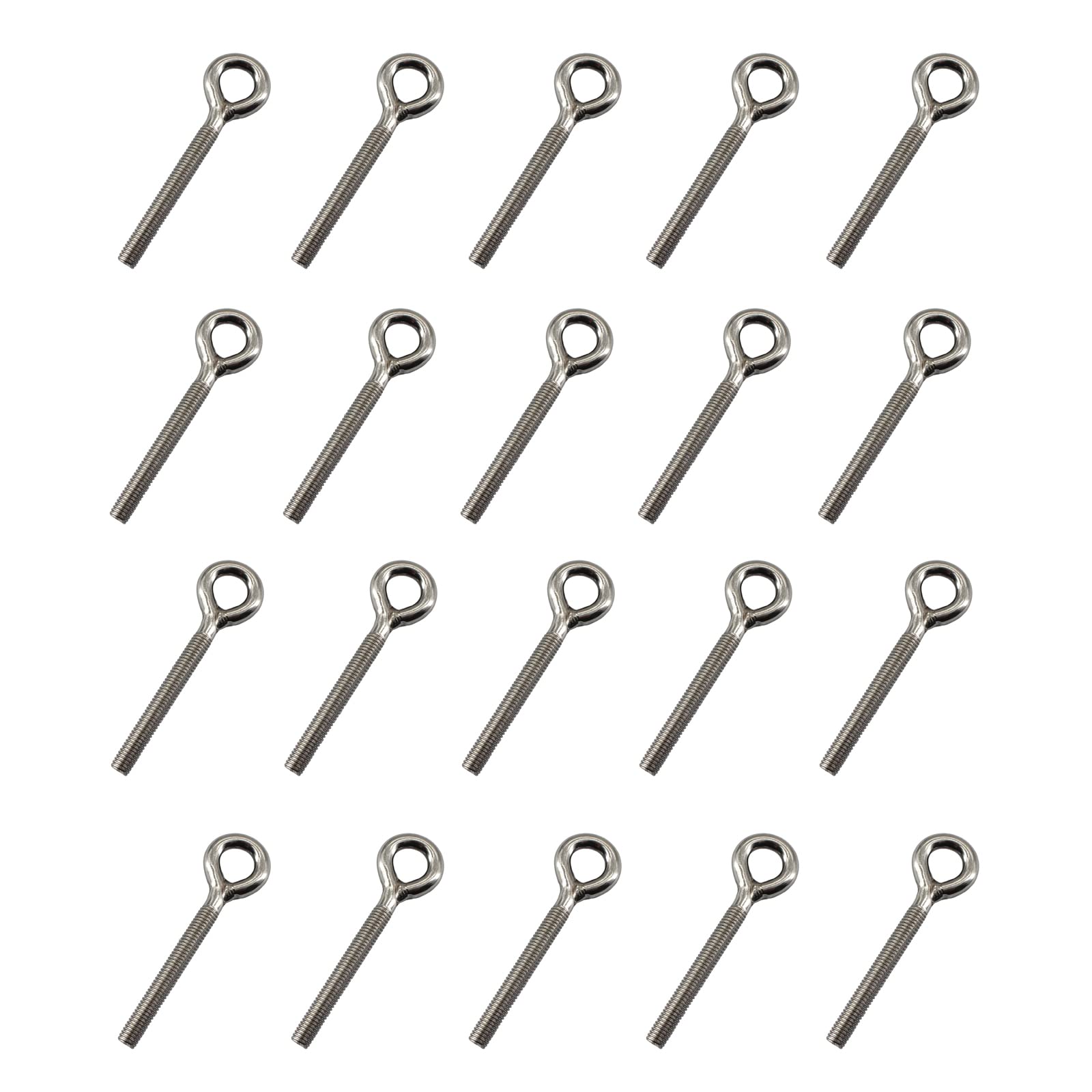 20Pcs Stainless Steel M5 Eye Bolt Long Shank Threaded Rod Ringbolt Closed Ring Eyelet Bolt