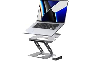 j5create Laptop Stand with USB C 4K HDMI Display Hub - 2 USB A 5Gbps, PD 100W with USB-C 5Gbps | Aluminum Computer Riser for MacBook and Windows Notebook (JTS327)