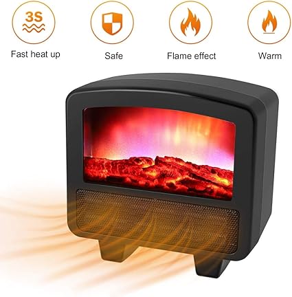 Facaily Small Electric Fireplace Heater Portable Heater Fan Room