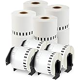enKo - Compatible DK-2205 Continuous Blank White Paper Labels (2.4 Inch x 100 Feet) Use with Brother QL Label Printers QL-800, QL-820NWB QL 810W - [12 Rolls + 4 Refillable Cartridge Frames]