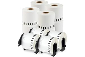 ENKO PRODUCTS enKo - Compatible DK-2205 Continuous Blank White Paper Labels (2.4 Inch x 100 Feet) Use with Brother QL Label Printers QL-800, QL-820NWB QL 810W - [12 Rolls + 4 Refillable Cartridge Frames]
