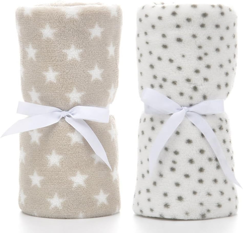 LeerKing 2 Packs Dog Blankets Soft Warm Pet Cat Bed Blanket Fleece Flannel Mattress Couch Sofa Crate for small medium large Puppy，30"x 40" White&Gray