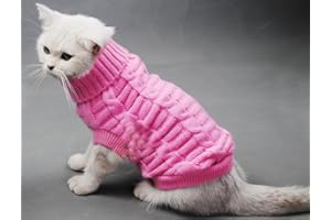 EVURSUA Pet Cat Sweater Kitten Clothes for Cats Small Dogs,Turtleneck Cat Clothes Pullover Soft Warm,fit Kitty,Chihuahua,Teddy,Poodle,Pug (Pink, X-Small)