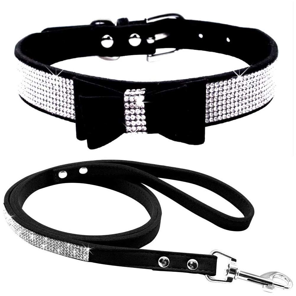 ETOPARS Rhinestone Dog Collar Leashes, Crystal Diamond Cat Dog Collar Leash Set, Cute Dazzling Dog Rhinestone Collar, Dog Collar Harness for Small & Medium Dogs