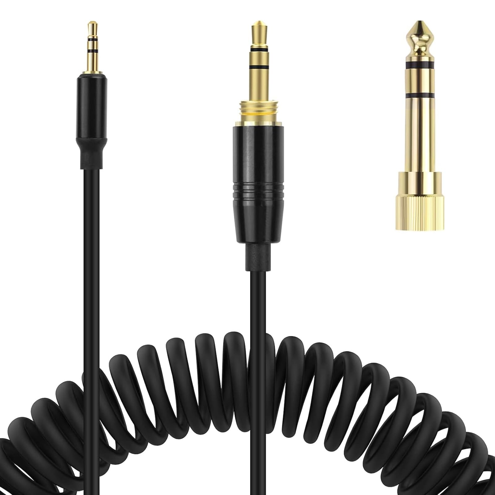 QC45 Coiled Audio Cable, Replacement Audio Cord Compatible with Bose QuietComfort QC 45, QC35 II, QC 35, QC 25, OE2 OE2i Soundlink SoundTrue Headphone with 6.35mm Adapter, 2.5mm to 3.5mm(6~10ft)