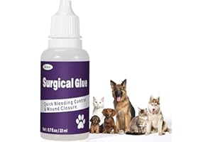 JKROVA Quick-Setting Animal Surgical Glue 20ml – Fast Bleeding Control & Wound Closure for Pets | Strong & Flexible Veterinary Adhesive – Relieves Pain from Cuts, Scrapes & Lacerations