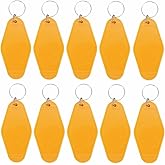 Nwsrayu 10pcs Blank Hotel Keychains Bulk Vintage Motel Keychain Vinyl HTV printing Keychains DIY Keychain tags (Yellow)