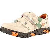 TMA EYES Women's Leather Soft Sole Non-Slip Lace-up Walking Shoes with Hook-and-Loop Fastener Design